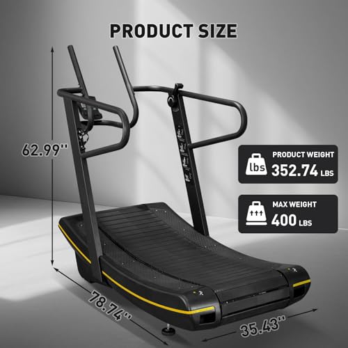 Image of Novastra 8-Level Resistance Curved Manual Treadmill, LCD Display Non-Electric Cardio Fitness Equipment, Anaerobic Running Machine for Home Gym Indoor Training and Workout