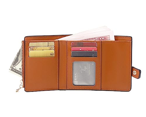 AOXONEL Small Womens Wallet Leather Wallets for Women Rfid Ladies Wallets Trifold Wallet Compact Thin with Card Slots and Zipper Coin Pocket (White)2