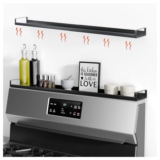 Bumusty 4X Strong Magnetic, 30" Adjustable Oven Shelf Spice Rack Over the Stove, Seasoning Organizer Kitchen Shelves, Matte Black