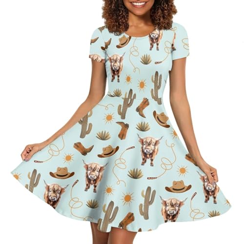 Image of AFPANQZ Womens Casual Summer Lightweight Vintage Dress Short Sleeve Midi Dress Knee-Long Luxury Formal Dress