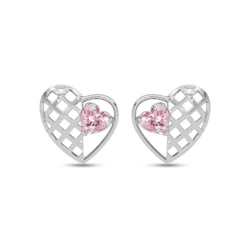 Image of CLARA 925 Sterling Silver Stud Earrings | Platinum Plated | Daily Wear |Gift for Women and Girls