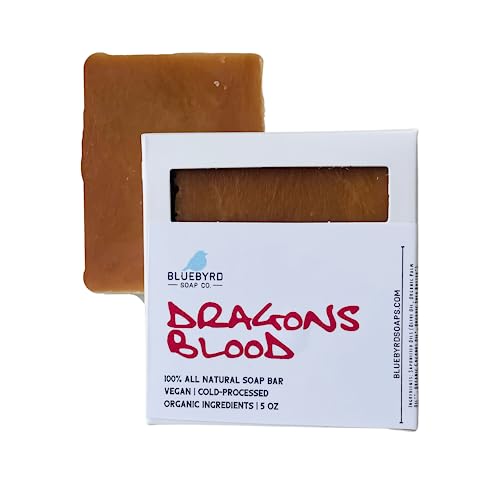Bluebyrd Soap Co. Dragons Blood All Natural Soap Bar | Essential Oil Face And Body Bar Soap | Herbal Body Cleanser Bar | All Natural Handmade Soaps With Detoxifying Kaolin Clay, 5Oz. (Dragon) #TOP19