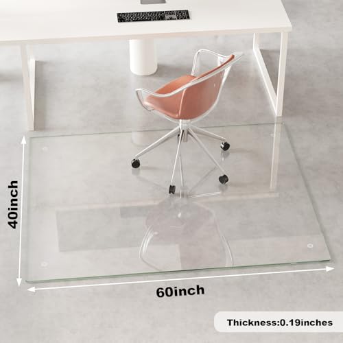 Image of [Tempered Glass] 40 inch x 60 inch Glass Office Chair Mat for Carpet
