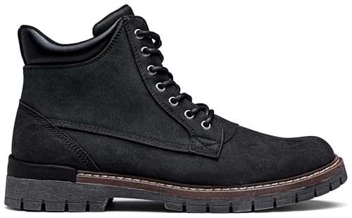 Image of Jousen Mens Chukka Boots Lace-Up Side Zipper Ankle Support Boots for Men | Synthetic upper, non-slip rubber sole, removable memory foam insoles, padded collar ankle support, wide available