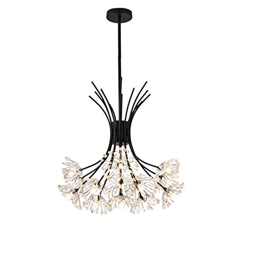 Lampadario a Sospensione a Forma di Fuoco d'artificio, lampadario Nero a Forma di Dente di Leone in Cristallo, Elegante lampadario a Sospensione a Forma di Fiore per Camera da Letto, soggior