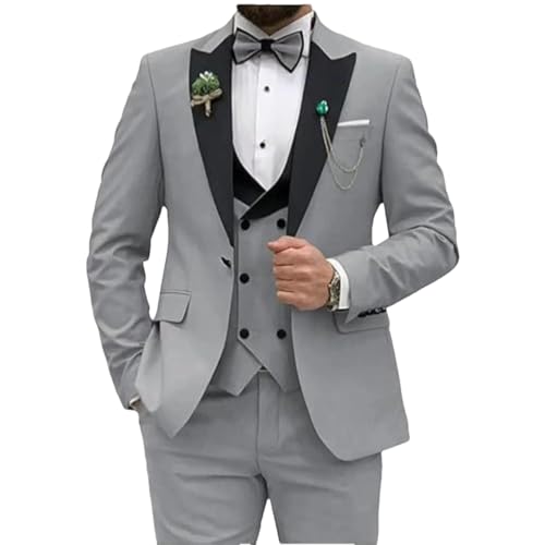 Costume 3 pièces gris slim fit ensemble veste gilet pantalon taille S