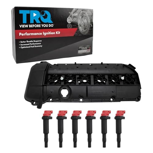 TRQ Ignition Coil Kit 7 Piece Valve Cover Compatible with 2003-2006 BMW 325Ci 325i 325xi 330Ci 330xi 525i 530i X3 X5 Z4