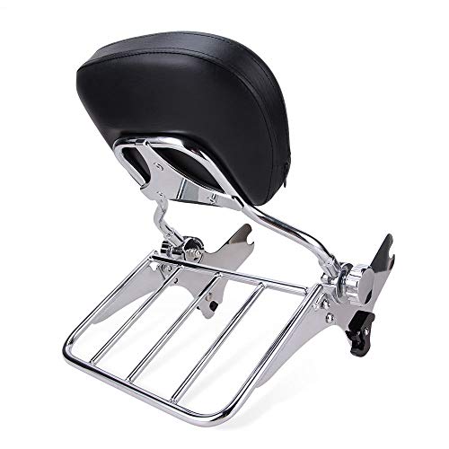 image for Oumurs Adjustable Passenger Backrest Pad Sissy Bar Luggage Rack For Ha