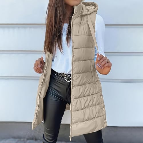 ANANASURF Womens Long Puffer Vest Winter Hooded Quilted Jackets - image 6