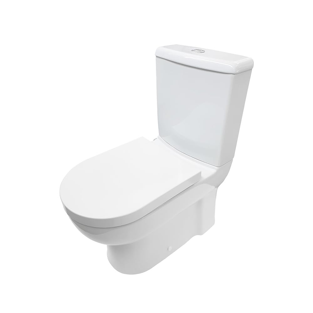 Belvit Juego completo con cisterna de inodoro, tapa de cierre suave, grifo mezclador integrado, salida de pared o suelo, lavado silencioso, color blanco