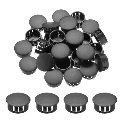 Image of MECCANIXITY 64PCS 19mm Black Nylon Plastic Hole Plugs, Flush Type Panel Hole Plugs Insert End Caps