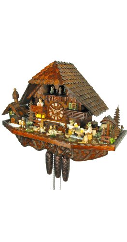 German Cuckoo Clock 8-Day-Movement Chalet-Style 17.00 Inch - Authentic Black Forest Cuckoo Clock By August Schwer #TOP1