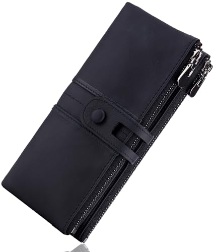 Roulens Portefeuille en Cuir véritable pour Femme Portefeuille Femme Cuir Porte Monnaie Porte-chéquiers Porte-Cartes pour 13 Cartes