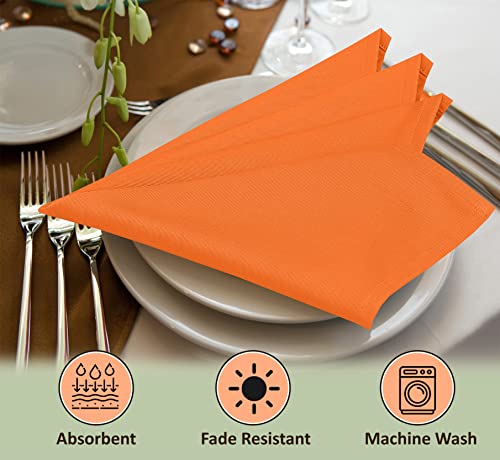 Ruvanti Cloth Napkins Set Of 12, 18X18 Inches Napkins Cloth Washable, Soft, Durable, Absorbent, Cotton Blend. Table Dinner Napkins Cloth For Hotel, Lunch, Restaurant, Weddings, Parties - Orange/Fall #TOP4