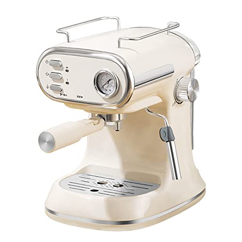 YNIYUJKL Cafetera Semiautomática One Touch De 15 De Presión, Vaporizador para Espumar Leche, Depósito De 2 litros, Estilo Retro, Máquina De Espresso, Color Blanco.