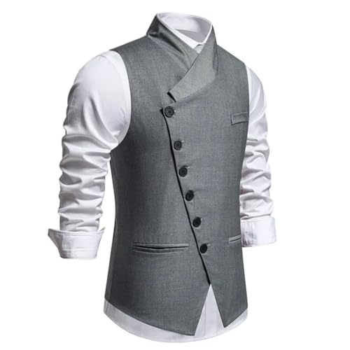 Men’S Business Casual Formal Dress Vest Single Breasted Slim Fit Solid Color V-Neck Sleeveless Party Waistcoat3