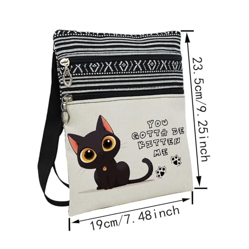 Confused Kitten Messenger Bag Small Ethnic Pattern Printed Adjustable Strap Crossbody Zipper Bag Confused Kitten Phone Bag Wallet Cute Shoulder Handbag for Women2