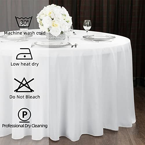 Kapwall 6 Pack White Round Tablecloth - 90 Inch - Washable Polyester Table Cloth Decorative Fabric Table Cover For Wedding/Restaurant/Banquet/Party #TOP5
