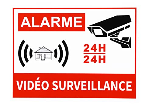 Lot de 10 Autocollant Alarme Maison Video Surveillance- Imperméable Anti-UV Durable- Convient Pour Maison, Magasin, Garage, Entrepôts(8 x 6 cm)