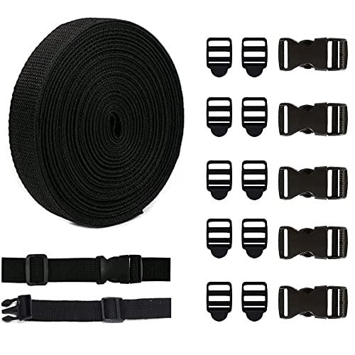 KOSHIFU 10 Piezas Hebillas de Plástico Ajustables Correa de Nylon 5M Hebilla de Liberación Rápida 20mm para Hacer Bricolaje Correa de Equipaje Collar de Mascota Reparación de Mochila