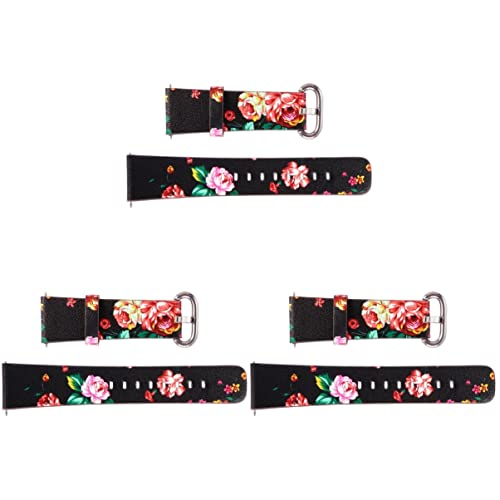 Bracelet cuir pour montre connectée floral élégant confortable 3 pièces