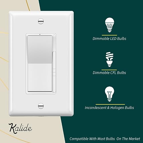 Kalide Dimmer Light Switch, LED Dimmer Switch, Full Range Dimming, Single Pole/3