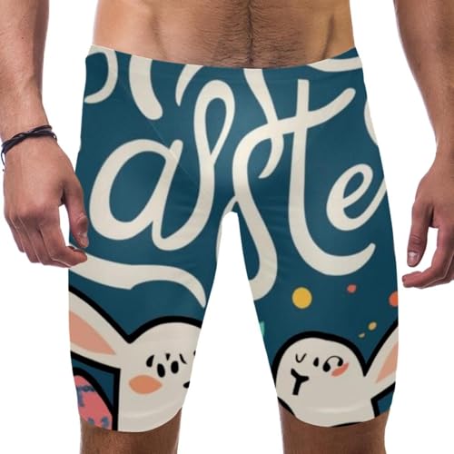 Happy Easter Swimsuit for Men & Boys,Competition Lap Swim Suit, Square Leg Endurance Training Multicoloured