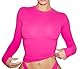 OYIGELZ Langarmshirt Damen Klassischer Basic T-Shirt Crop Tops Y2K Slim Fit Oberteile Sweatshirt Casual Rundhals Tee Shirt(Rosa,XS)