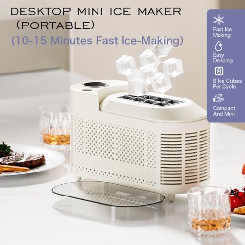 Mini máquina de hielo portátil con adaptador 12V y 8 cubos BPA-Free miniatura 6