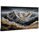 【Tableau Montagne Abstraite Dorée】- Tableau grand format horizontal, art mural montagne noir or est un cadeau idéal pour les membres de la famille, les amis, les êtres chers, les partenaires commerciaux, les voisins et les collègues à l'occasion de Noël, du Nouvel An, des anniversaires, des pendaisons de crémaillère, des mariages, des réunions de famille, des fêtes, de la fête des pères, de la fête des mères et bien plus encore.