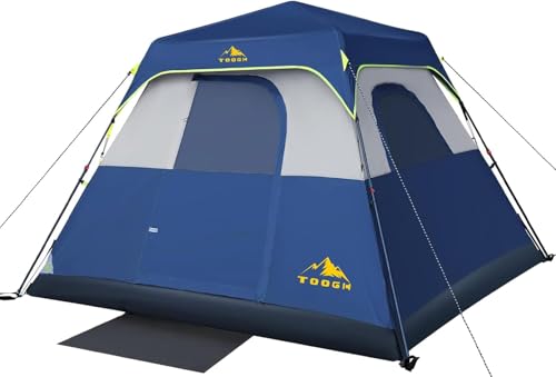 Camping Tent with Instant Setup, 4 Person Weatherproof Tent Easy Quick Set Up in 60 Seconds with...