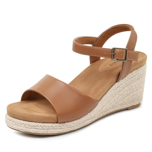 Image of Comfortable Women's Platform Espadrille Sandals Dressy Wedge Shoes Summer