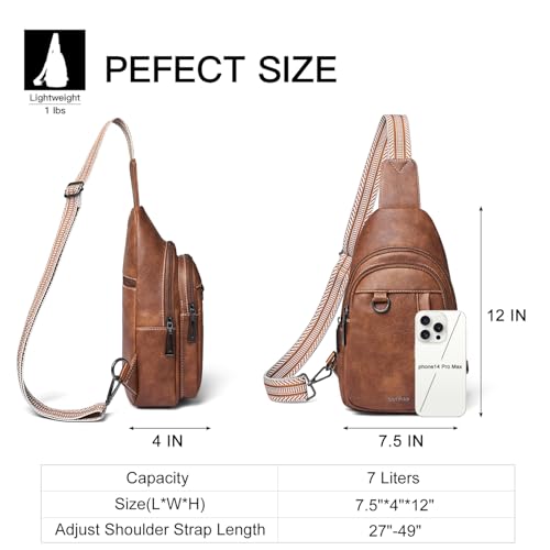 Image of LATMAP 7L Sling Bag for Women Men Leather Small Sling Backpack Daypack Anti Theft Fanny Pack Crossbody Purse Travel