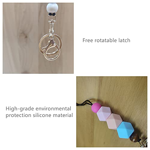Urmforweilin 3Pcs Teacher Breakaway Lanyards For Id Badges And Keys, Beaded Cute Badge Lanyards For Women Soft Nurse Necklace Boho Lanyards Fashion Silicone Bead Lanyard #TOP5