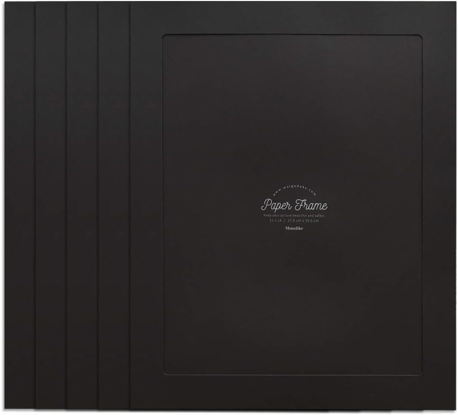 Monolike Paper Photo Frames 11x14 Inch Black 5 Pack - Fits 11"x14" Pictures