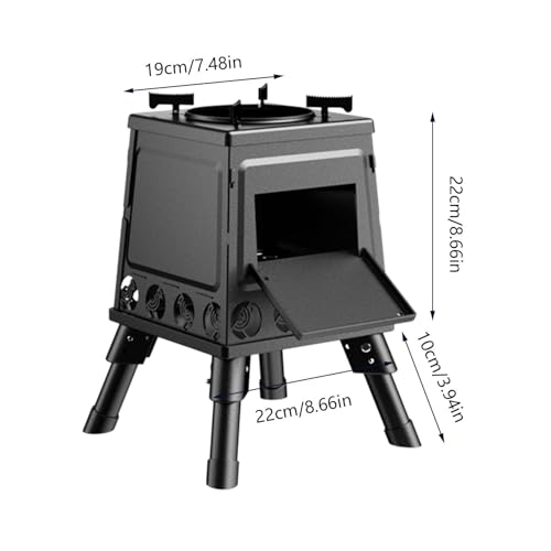 Estufa de leña portátil compacta de acero con soporte para barbacoa exterior 6