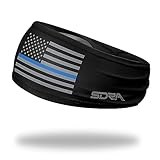 Suddora Thin Blue Line Tapered Headband Headband-for Honoring Police and Law Enforcement Officers, Breathable Non-Slip Fabric Sweatbands for Soccer, Tennis, Workout, Costumes & Cosplay