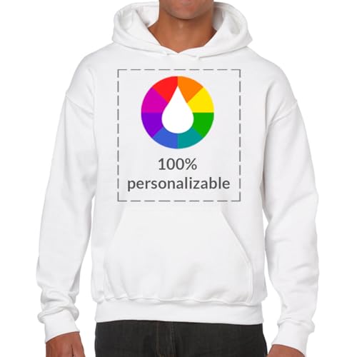 Genérico Sudadera Capucha Personalizable · con Tus Fotos y Textos · A Todo Color (Blanco, S)