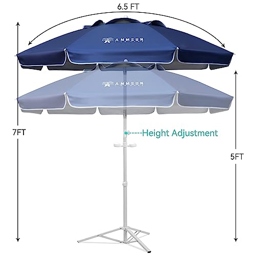 AMMSUN 6.5ft Sun Shade Umbrella, Premium Portable Umbrella with Stand, Lightweight, Easy to Carry, Push Button Tilt, UV 50+ Protection, Ideal for Sporting Games, Navy Blue image 7