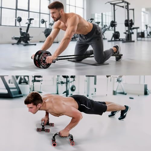 Readaeer Ab Roller Wheel, Ab Exercise Wheels Kit with Ab Roller, Resistance Bands, Knee Mat, Jump Rope, Push-Up Bar - Image 4
