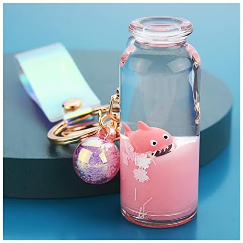 WANGJINQIAO Cute Moving Floating Quicksand Fish Dolphin Liquid Keychain Cover