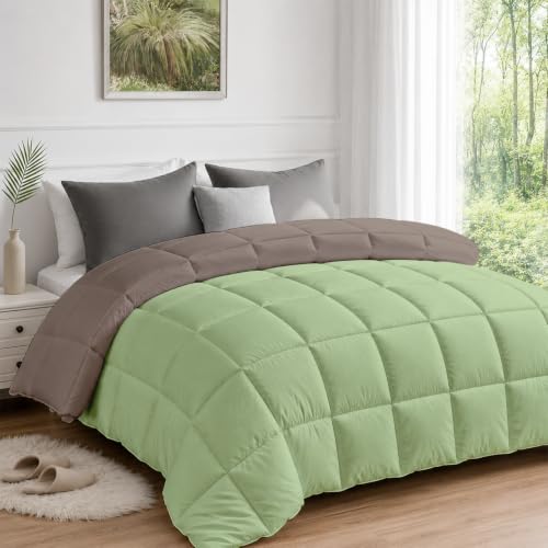 Image of AYKA Reversible Comforter 220 GSM Microfiber Reversible AC Comforter /Blanket for Winter /Quilt /Dohar /Duvets for King Size Blanket /Comforter Double Bed (Mocha & Moss, 60 * 90 inch)