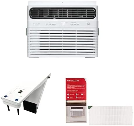 Paquete de aire acondicionado de ventana Frigidaire FHWC124WB1, 12000 BTU, blanco + soporte + filtro de aire PureAir RAC-11 Premium
