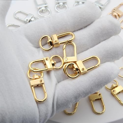 Image of Tia Strap Buckles Metal Clasps Lobster for Handbag, Spring Ring, Purse Dog Hook, Key Chain Swivel Trigger Snap Hook DIY and Purse Making Accessories (Golden Push Gate Hook Swivel-Premium-33x10mm, 6)