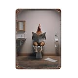 BNCEDJK Cartel de metal vintage con fotografía de una gallina leyendo el periódico en el retrete, para decoración de pared del hogar, 30 x 40 cm