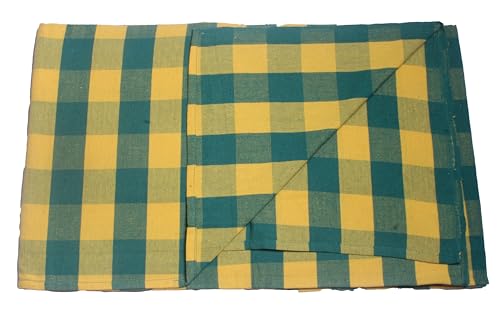 Image of Hornbill Enterprises 100% Pure Cotton Blanket /Single Size Solapur Cotton Chaddar /Bedsheet /Reversible Blanket for Daily use (60x90 inches) Set of 1 (Yellow Green)