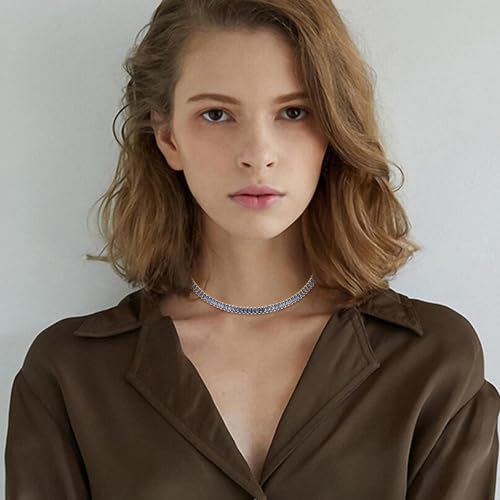 FANZE Sparkly Tennis Necklaces for Women Cubic Zirconia Gold Plated Choker Necklace Dainty Jewelry Gifts for Holiday Wedding Party Prom Valentines Day4