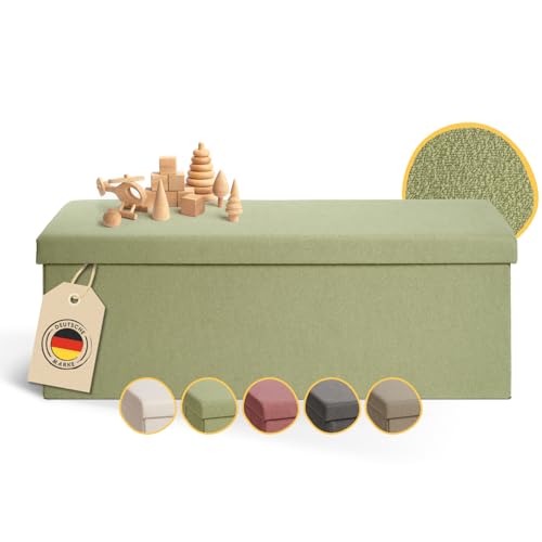 Laleni panca contenitore grande - panca camera da letto 110x38 cm - cassapanca contenitore da interno - panche contenitori - panca contenitore camera da letto - baule contenitore da interno in verde