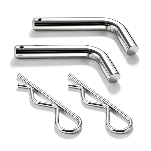2 Packs 5/8-Inch Diameter Trailer Hitch Pins and Clip Set with Grooved Head,Anti-Rust 5/8" Hitch Pin Fit for 2" Receiver,Heavy-Duty Tow Hitches Pin for Towing Security
