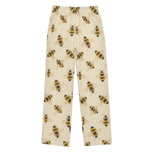 Pajama Pants Sleep Pants Soft Elastic Waist Pajama Lounge Pants Honey Bee for 6-14 Years Old